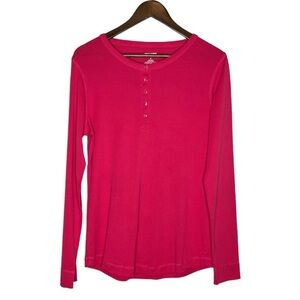 Duluth Trading Company Women’s Pink Longtail Long Sleeve Henley Top‎ Size Small